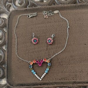 Vibrant Multicolor Heart Necklace and Earring Set
